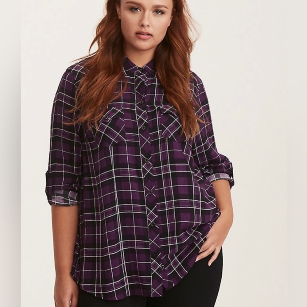 Torrid Plaid Challis Button Down